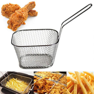 Mini Frying Basket Mesh Stainless Steel Square Block French Fries Chips Strainer Net Kitchen Tool DTT88