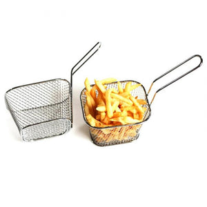 Mini Frying Basket Mesh Stainless Steel Square Block French Fries Chips Strainer Net Kitchen Tool DTT88