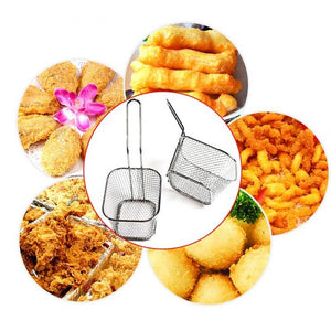 Mini Frying Basket Mesh Stainless Steel Square Block French Fries Chips Strainer Net Kitchen Tool DTT88